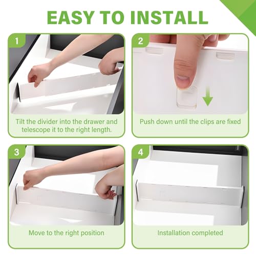 5 Pack Drawer Dividers 3.2" High Slim Organizers Expandable 10.8-17.9" Adjustable Separators for Shallow Drawers Kitchen Utensils Baby Clothes Underwear Storage-White - size: Short