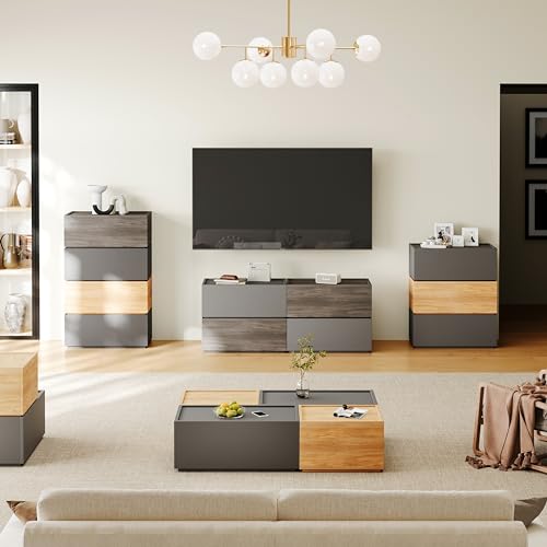 Modern Nightstand Modular Stackable Drawers Modular Storage Bedroom Furniture Set - Bedside Table, Storage Cabinet, Sofa End Table for Bedroom Living Room Hallway Entryway Black Large - color: Black, size: Large (26" Width)