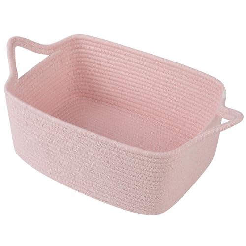 OIAHOMY Woven Basket, Gift Basket Empty with Gift Bags and Ribbons, Rope Baskets for Baby Showers, Storage Baskets with Handles for Nursery, Pet Toy Organizer - Mixed Pink - color: Mixed Pink, size: Medium: 13.5L*10W*6H