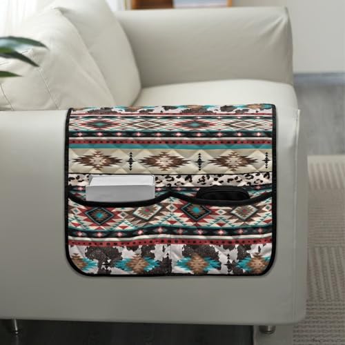 Aztec Tribal Geometry Leopard Print Couch Arm Cover Recliner Arm Rest Covers Washable Sofa Armchair Protector for Pet Dog Cats Easy to Install - color: Aztec Tribal Geometry Leopard