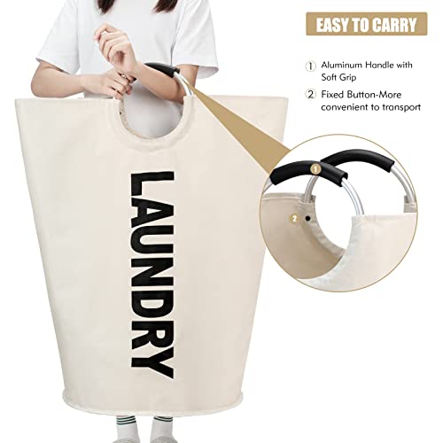 Maxsilan 125L X-Large Laundry Basket, Freestanding Tall Clothes Hamper, Collapsible Laundry Bag, Beige - color: Beige, size: 125L