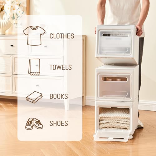 Shoe Box Shoe Storage Box Shoe Storage Organizer ，Under Bed Shoe Storage， With Wheels Stackable (White, 3 Pack) - color: White, 3 Pack