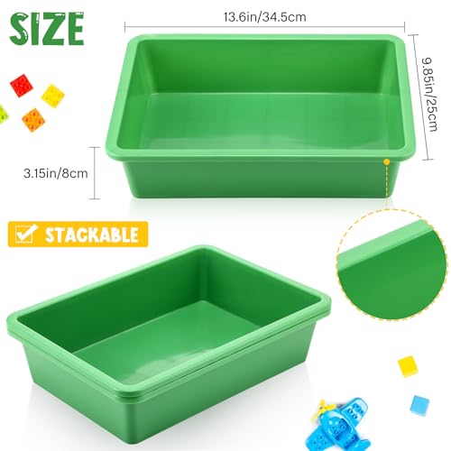 Hoteam 10 Pcs Flat Storage Organizer Tray Bin Paper Tray for Classroom Plastic Stackable File Organizer for School Office Teacher Book Organization(Green,13.78 x 9.84 x 3.15 Inch) - color: Green, size: 13.78 x 9.84 x 3.15 Inch