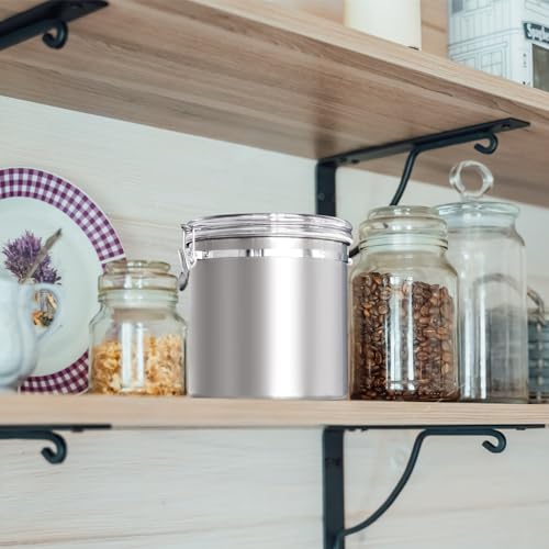 ENLOY 165oz Stainless Steel Airtight Canister for Kitchen, Large Flour Coffee Bean Tea Cereal Sugar Cookie Metal Food Storage Canisters with Clear Lid and Sturdy Locking Clamp (7.7 * 7.7 * 8.4in) - size: Large