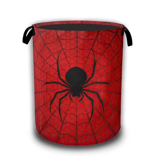 Red Spider Web Laundry Baskets,Laundry Hamper,Storage Basket with Handles for Bathroom Bedroom College Dormitory Living Room Nursery Organizer 16"x20.8" - color: Red Spider Web
