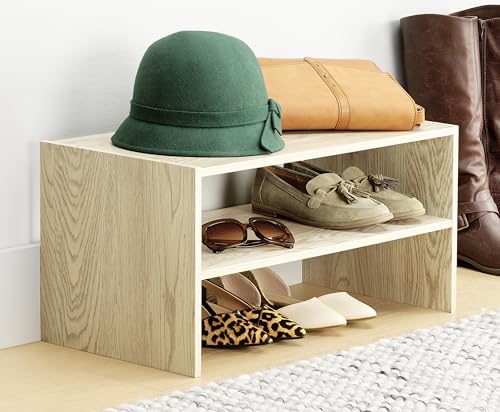 Whitmor Stackable 31" Extra Wide 2-Shelf Storage Organizer, Light Brown，2 Pack - color: Light Brown, size: 31 INCH X2