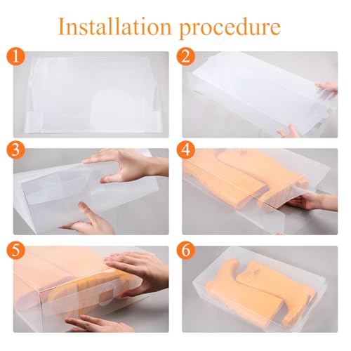 Shihanee 12 Pcs Boot Box Clear Plastic Stackable Shoe Storage Organizer Foldable Heavy Duty Shoe Containers for Closet Small Spaces Dorm Bedroom Apartments (13.4 x 8.3 x 5.1 Inches) - size: 13.4 X 8.3 X 5.1 Inches