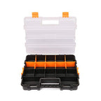 CASOMAN Tool Box Organizer Interlocking Black Small Parts Organizer for Fasteners and Crafts w/Removable Dividers (2 Piece Pack) - size: 2 Piece Set, Black