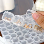 1set Detachable Compartment Jewelry Storage Box Jewelry Divided Into 28/56 Transparent Boxes Nail Art Storage Tools (28 grids,17.5 * 10 * 2.5cm) - color: 28 grids,17.5*10*2.5cm