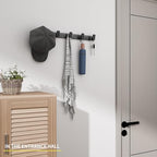 Coat Hook Wall Rack Hanger - Double Coat Rack with 5 Hooks Wall Hooks for Hanging Hat Key Bag Towel Wall Mount Coat Rack, Black 2 Packs - color: Black, size: Rectangle 5 Hooks 2 Packs