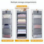 5-Shelf Hanging Closet Organizer and Storage with 6 Side Pockets, Collapsible Closet Hanging Shelves for Storage, Grey - size: 5-shelf