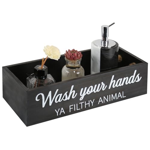 Bathroom Decor Box, Toilet Paper Basket 2 Sides Signs Farmhouse Bathroom Toilet Basket Tank Topper Rustic Farmhouse Home Decor for Livingroom Kitchen（One Black Box） - color: Black