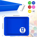 12 Pack Plastic Art Trays,6 Colors Serving Tray,Activity Crafts Organizer Tray for School Classroom DIY Projects,Home Organizing Supply,Painting,Jewelry,Beads