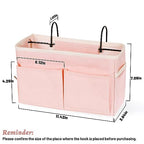 Bedside Caddy Hanging Storage with Water Bottle Holder for Bunk Bed Hospital Bed Dorm Rooms (Pink) - color: Pink