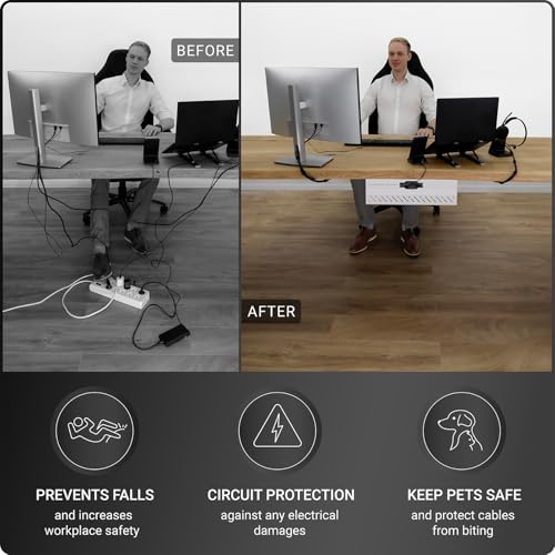 Under Desk Cable Management Tray no Drill – Wire Management - Cord Organizer – Huge Load Capacity – Under Desk Cable Tray no Drill (White, 1 Piece Set) - color: White, size: 1 piece set
