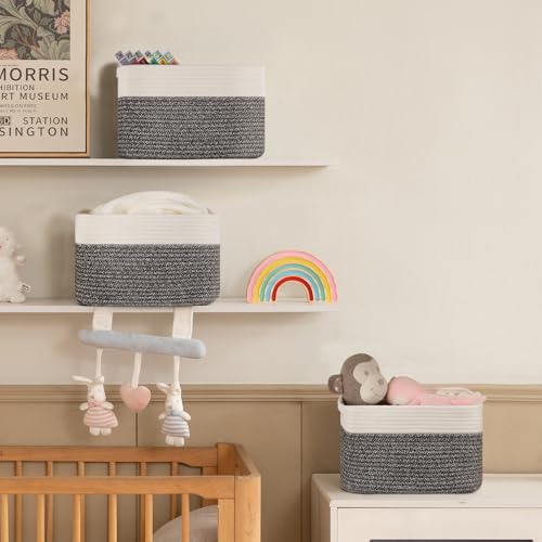 4 Pack Storage Baskets for Organizing, Woven Baskets for Shelves - Perfect for Toys, Books, Towels, and Clothes, Durable Gift Basket Bins Toy Storage, 12.7''Lx9''Wx7.8''H, Black & White - color: Black & White, size: Small/12.7''Lx9''Wx7.8''H