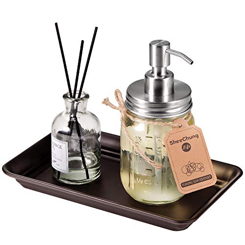 Vintage Farmhouse Decor Metal Vanity Tray(2 Pack),Countertop Guest Hand Towel Storage Organizer Tray Dispenser, Sturdy Holder for Perfume,Cosmetics, Jewelry, Makeup Bathroom Organizer (Bronze) - color: Bronze, size: 2 Pack (9.9" x 5.9" x 1.1")