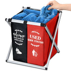 Wonderjune Foldable Disposable Shoe Cover Box Dispenser Fabric Storage Bin Holder with Used Shoe Covers and Welcome Please or Remove Sign for Open House Supplies(Black, Red) - color: Black, Red