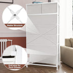 Crestlive Products Vertical Dresser Storage Tower - Sturdy Steel Frame, Wood Top, Easy Pull Fabric Bins, Handles - Organizer Unit for Bedroom, Hallway, Entryway, Closets - 7 Drawers (White) - color: White, style: 7 Drawers