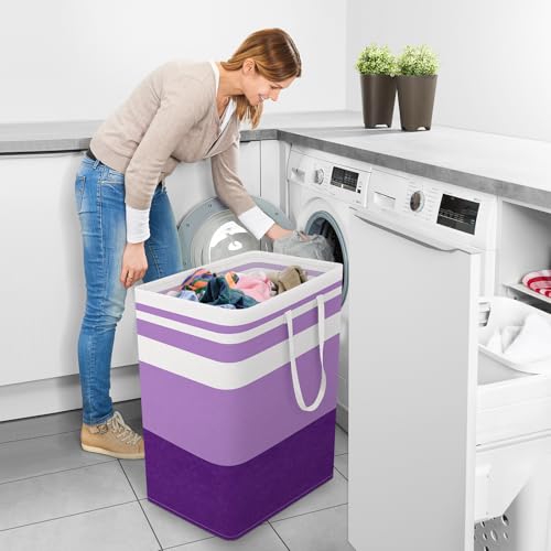 StorageRight Large Collapsible Laundry Basket Hamper with Easy Carry Handles，Freestanding Clothes Hampers for Laundry, Bedroom, Dorm, Towels, Toys, 100L, Purple - color: Purple, size: 100L