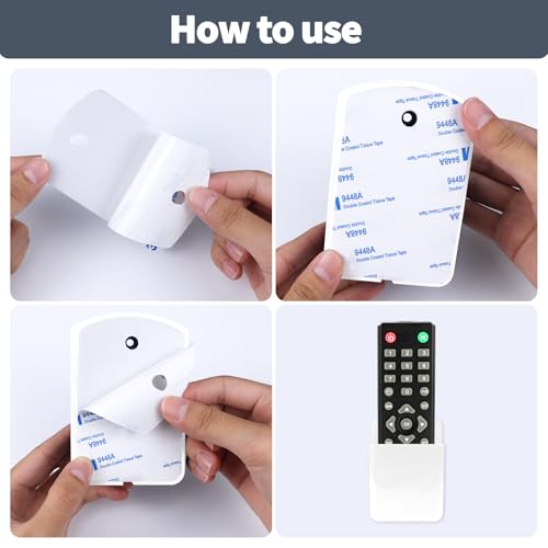 2 PCS Remote Control Holders Wall Mount, Self Adhesive TV Air Conditioner Remote Control Holder, Wall Mount Storage Box Organizer Wall Pen Holder Storage for Home Office School (White, 2) - color: White, size: 2