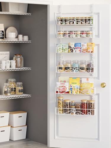 6-Tier Over the Door Pantry Organizer, Over the Pantry Organization And Storage, Pantry Door Organization, Home Laundry Room Bathroom & Kitchen Organization Essentials Metal, White - color: WhiteS, size: 6-Tier