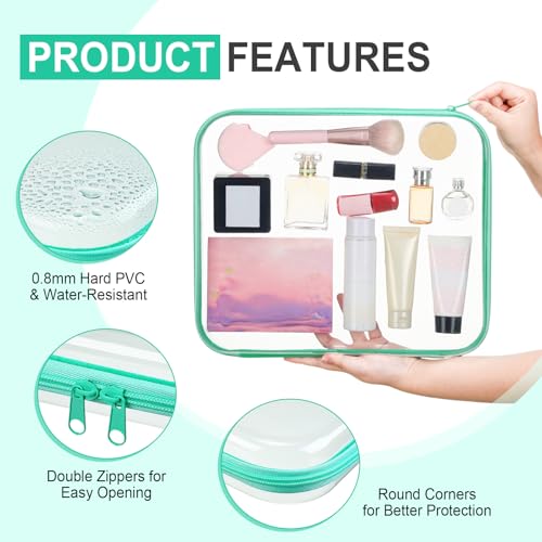 Sanwuta 6 Pcs Clear Hard Zipper Case Plastic Zipper Pouches Transparent Makeup Bag Pencil Case Pouches Toiletry Diaper Bag for Travel Toy Storage Organizer Bins(Assorted Color,13.78 x 11.81 x 2 Inch) - color: Assorted Color, size: 13.78 x 11.81 x 2 Inch