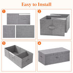 Lifewit 100L Under Bed Storage Containers, 11.8 Inch Tall Underbed Clothes Storage Organizer Bin with Sturdy Sidewalls, Bottom, 3 Lids, Deep Storage Drawer for Clothes, Shoes, Blankets, Pillows 2 Pack - size: 100L