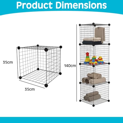 ECHOKRAFTS Wire Cube Storage Organizer, Stackable Closet Storage Basket, 4 Cube Organizer for Closet, Bedroom, Office Stackable Storage Bins, Space Saving Wire Cube Organizer