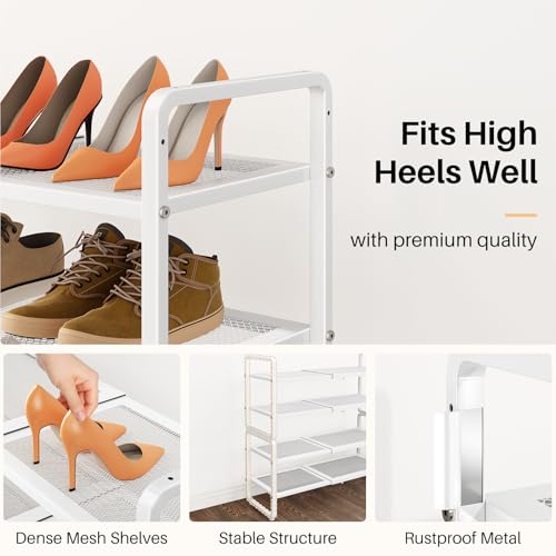 SNTD Shoe Rack - Expandable Shoe Organizer for Closet, Adjustable Metal Shoe Shelf Storage, Stackable Long Shoe Stand Holder for Garage, Entryway, Door Entrance (White, 4-Tier) - color: White, size: 4-Tier
