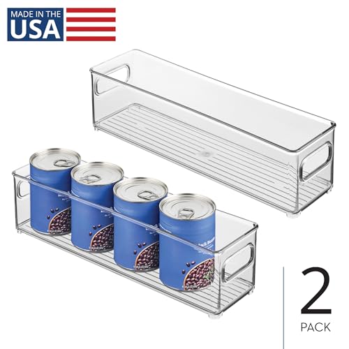 iDesign Stackable Fridge Bin with Handles - Ideal for Freezer or Pantry, Set of 2, Clear, Made in USA - style: Pack of 2