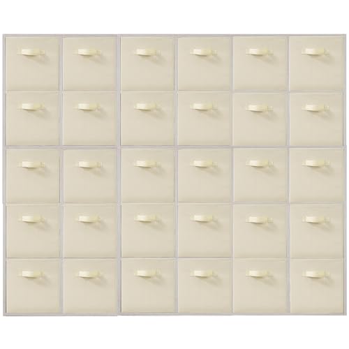 Storage Bins, 11 Inch Fabric Storage Cubes, Collapsible Cube Storage Box, Fabric Closet Organizers with Handle for Home, Office, Cabinet, Closets, Bedroom, Living Room, Beige, 30 Set - color: Beige, size: 30 Pack