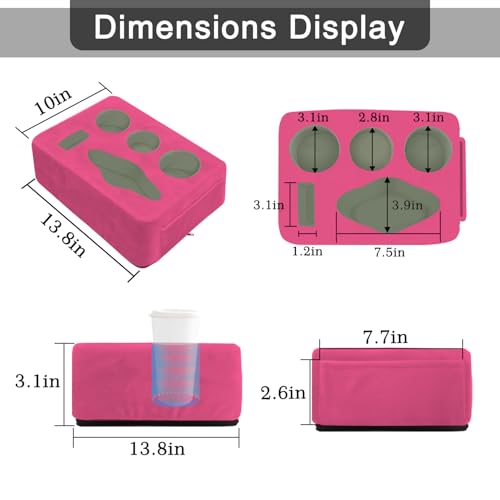 Couch Bed Cup Holder Pillow, Nisdoing 5 Hole Couch Drink Holder! Keep Drinks Hand Side and KeepTemp, Prevent Spills and Use Anywhere. Cup Holder for Couch, Bed,Camping,RV,Car,Beach.Pink - color: Pink