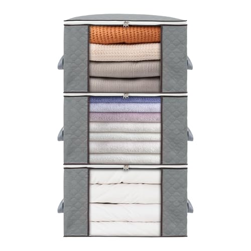 combocube 3 Pack Closet Organizers and Storage Containers, Clothes Storage Bins, Storage Bags with Large Clear Window & Handles for King Comforter, Pillow, Quilt, Bedding, Clothes - color: 3pcs, size: Small