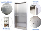 Stainless Steel no Tile Needed Metal Niche,Double Shelves，Stainless Steel Finished Shower Insert Wall Niche(Brush, 24 * 12 in) - color: Brush, size: 24 * 12 in