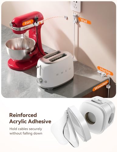 JOYROOM Detachable Magnetic Cord Organizer w/Secure Snap-Lock, 2-in-1 Adhesive& Magnetic Cable Clips, Auto-Fit Spring Management for φ1.5~8mm Cables, Under Desk Nightstand Home Office Car Wire Keeper