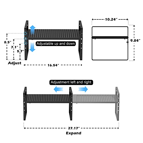 Expandable Cabinet Shelf Organizers, Stackable Cabinet Pantry Counter Under Sink Shelves Storage Shelf Rack for Kitchen Home Office, 10.24" W Black, 3 Pack - color: Black-3pack