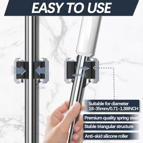 3-H Mop Holder 12 Pack,Brush Holder,Broom Holder Wall Mounted for Kitchen Bathroom Laundry Room Shed Garage Garden(Black) - color: Black, size: 12