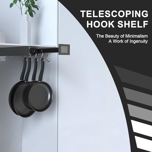 Pull Out Pot Racks, Pot and Pan Organizer with Hooks, Kitchen Pots and Pans Rack Pot Hanging Holder Under Cabinet, Aluminum Alloy Sliding Under Storage (Gray, 5 Hooks) - size: 5 Hooks