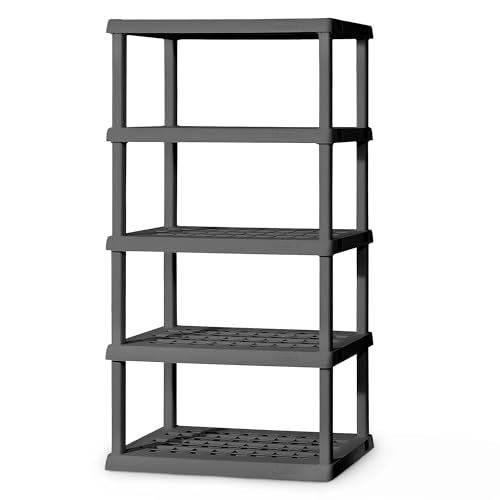 Sterilite 5 Shelf Unit, Heavy-Duty Shelving Storage Rack for Home and Garage, Gray - Multipurpose Plastic Organizer Shelves for Smart Organization - size: 5 Shelf, style: 1 Pack