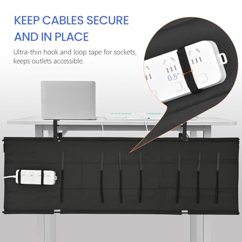48" Under Desk Cable Management Tray- Clamp/Screw Mount Desk Cable Organizer Cable Tray Hiders for Office&Home - size: 48"L x 5.5"W