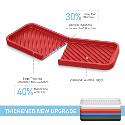 EG-SIPRO Kitchen Sink Organizer Tray,Sponge Holder for Kitchen Sink Bathroom Counter Tray Sponge Caddy Silicone Soap Holder for Soap dispenser, Bottle, Dishwashing Accessories(2-pack) - color: Rere, size: 9×3.7inch