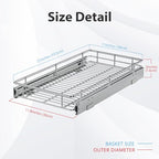 ZOINLIY Pull Out Cabinet Organizer, Versatile Slide Out Kitchen Organizers and Storage,Heavy Duty Drawer Cupboard Storage Basket, Smooth Sliding, Chrome Finish,11.8" W x 21" D - size: 11.8”W x 21”D (Outside Dimensions)