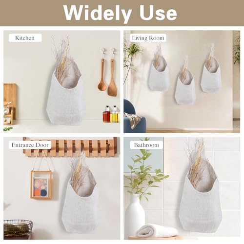 100% Linen Hanging Storage Bags Baskets 2 Pcs, Small Wall Storage Bag for Kitchen, Bedroom, RV Camper Organizer, Sewing Room, Nursery Storage, Kids Room, Linen - color: Linen