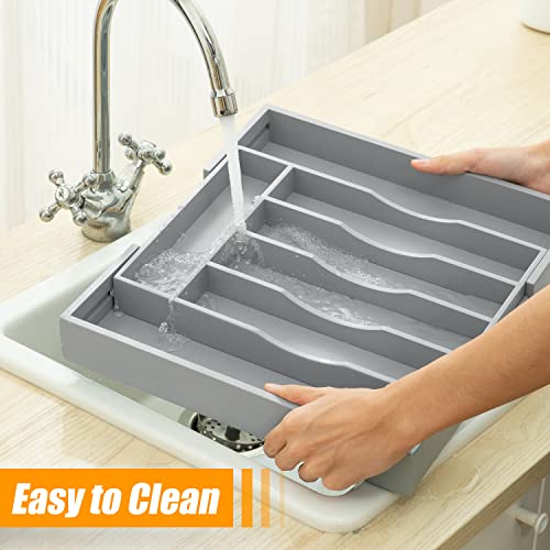 Kitchen Silverware Drawer Organizer and Storage Best Grandpa Grandfather Elder Men Father Day Grandparents Great Papaw Peepaw Grampy Pawpaw Granddad Happy Birthday Christmas Xmas Unique Cool Gifts - color: Gray, size: 7 Slots Expandable-2PC