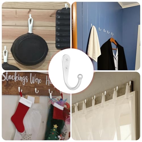 20 Pcs Small Key Hooks for Hanging, Key Holder, Wall Mount Hook with Stainless Steel Screws, Command Hooks Utility Hangers for Key, Hat, Cup, Coat, Picture (White) - color: White