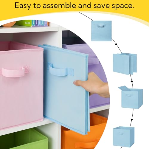 Cupic Cupid 11 Inch Storage Cube, Fabric Cube Storage Bin with Handles, Storage Cube Organizer for Clothes and Toys, Collapsible Cube Bins for Closet, Shelves, Nursery, 6-Pack, Pastel Colors - color: Pastel Colors, size: 11 Inch