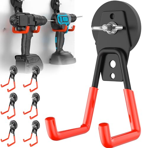 6 Pack Large Strong Magnetic Hooks Heavy Duty Garage Big Magnet Hooks Extra Strength Magnetic Utility Storage Hook Hanger with Anti Slip Coating for Garden Indoor Outdoor Hanging Tools Orange - color: 6 Pcs-Orange