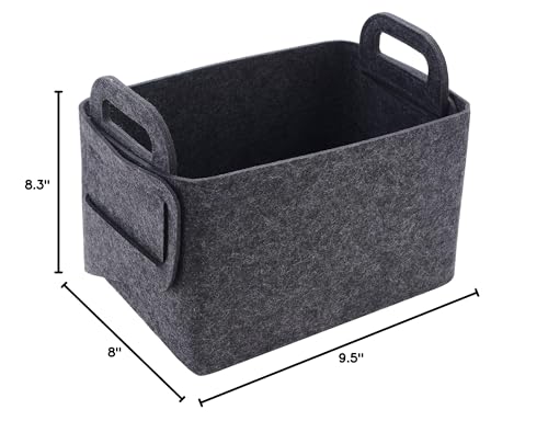 Minoisome Storage Basket Felt Storage Bin Collapsible& Convenient Box Organizer with Carry Handles for Office Bedroom Closet Babies Nursery Toys Laundry (Dark grey, 13.8inch（L）×9.5inch（W）×8.3inch（H）) - color: Dark grey, size: 13.8inch（L）×9.5inch（W）×8.3inc