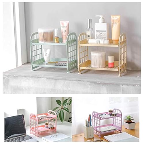 UnnFiko 2-Layers Table Shelf Organizer, Adjustable Plastic Storage Rack Shelf Square Basket Desk Stand Table Storage Organizer Shelves (Deep Purple) - color: Deep Purple